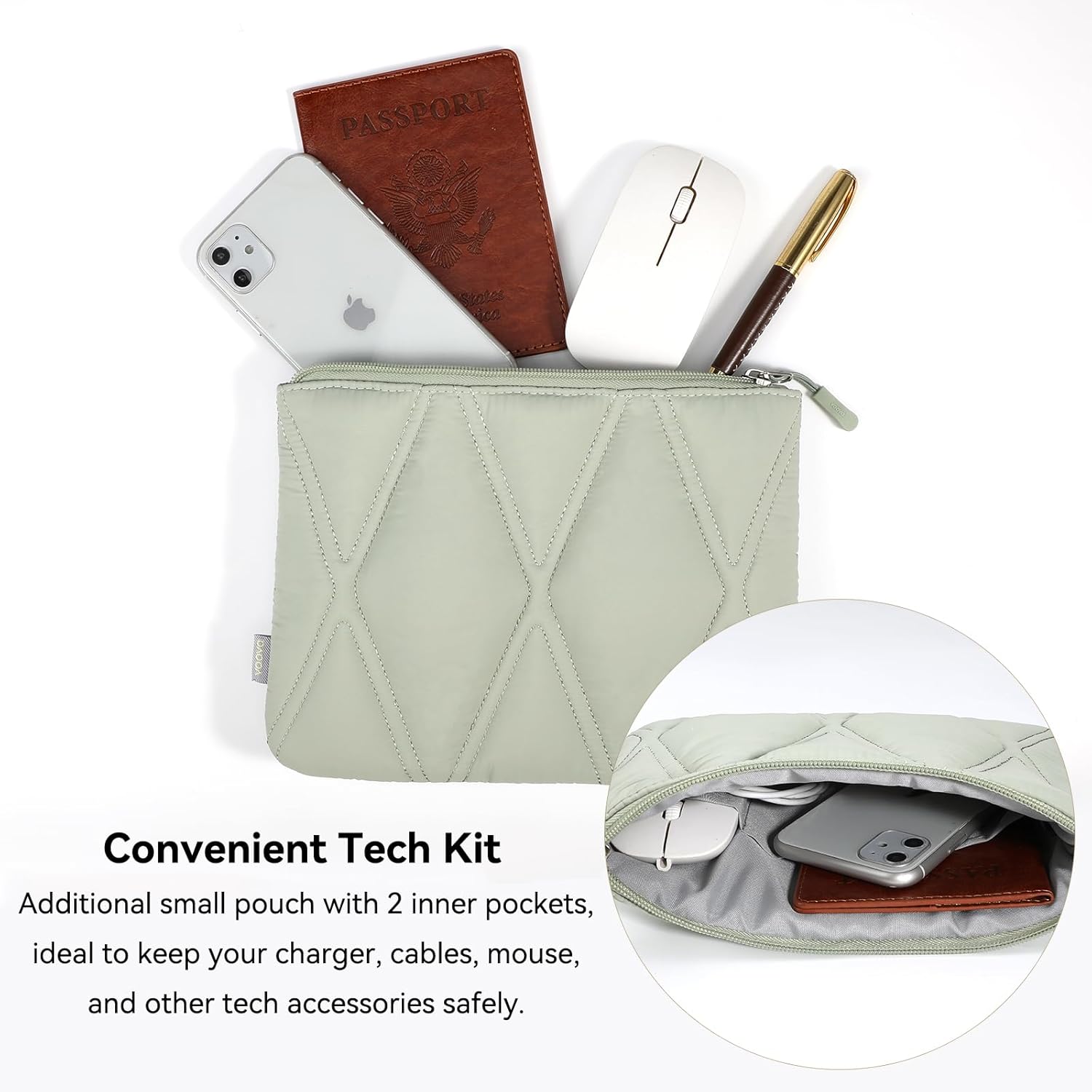 Voova Funda de transporte para laptop de 14 pulgadas y 15 pulgadas, bonita funda para computadora con bolsa de accesorios para MacBook Air M2 15,