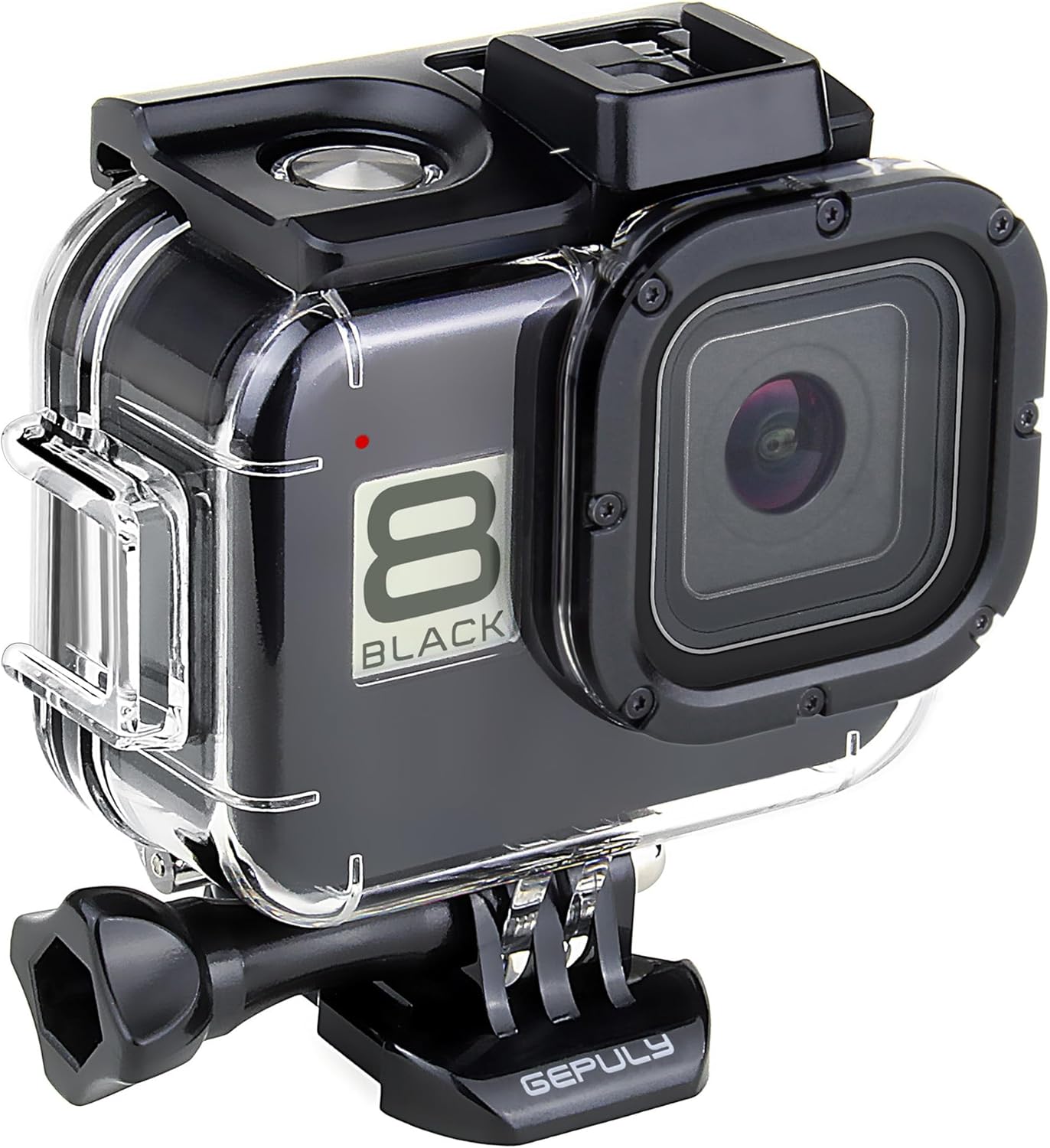 Carcasa impermeable para GoPro Hero 8 Negro, doble ranura para zapata fría protectora subacuática carcasa para GoPro Hero 8 Cámara de acción negra