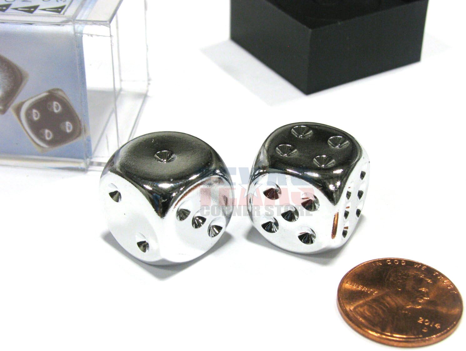 Chessex Dice – Dados chapados en plata de 0.630in, 6 caras, 2 en caja