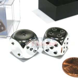 Chessex Dice – Dados chapados en plata de 0.630in, 6 caras, 2 en caja Chessex Dice – Dados chapados en plata de 0.630in, 6 caras, 2 en caja