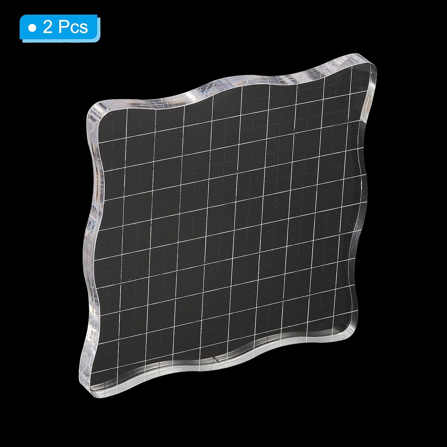 PATIKIL Bloque de sello acrílico de 4 x 4 pulgadas, paquete de 2 bloques de estampado transparentes con líneas de cuadrícula, bloques de montaje