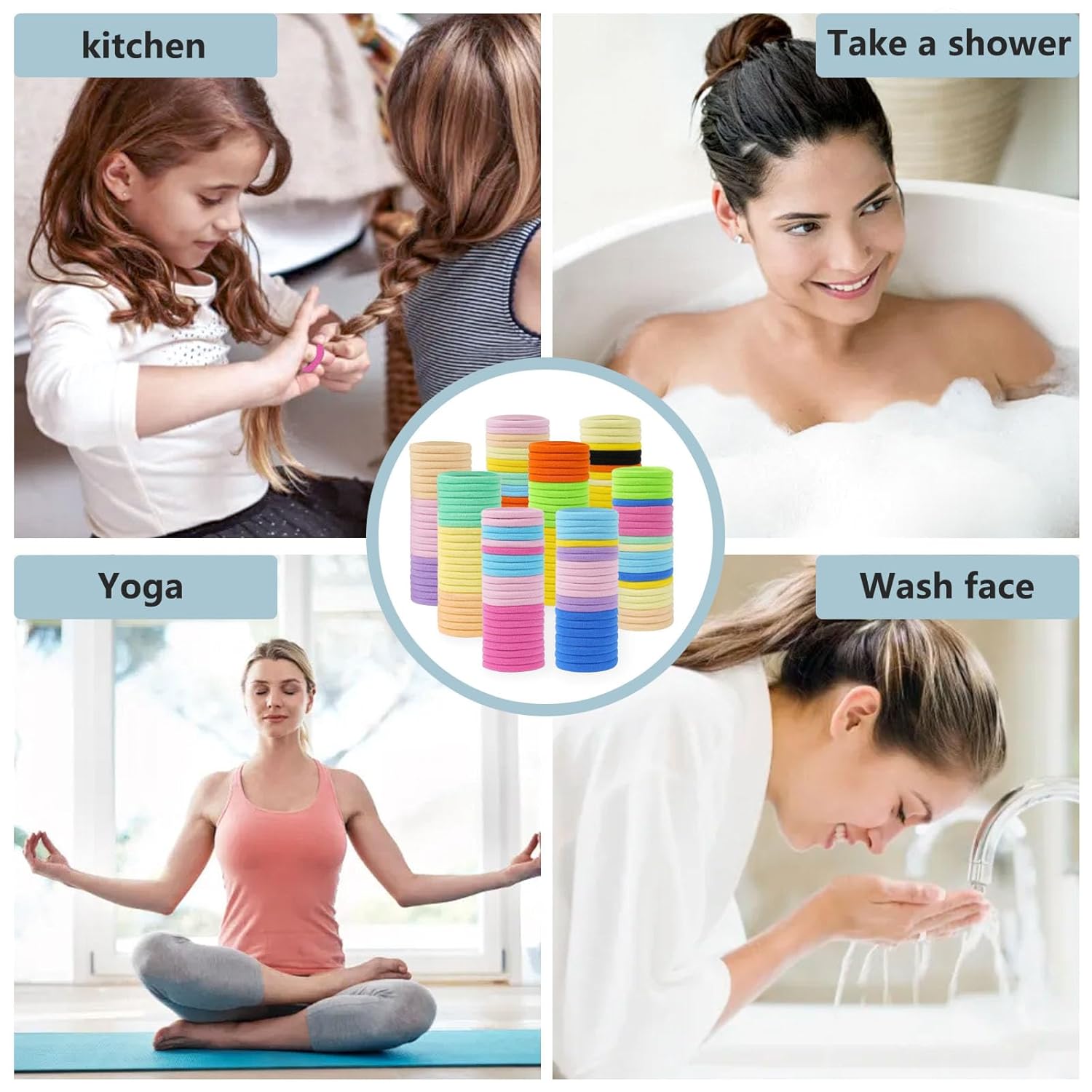 100 ligas para el cabello, ligas para el cabello sin daños, soportes para cola de caballo, elásticos para el cabello, accesorios para el cabello