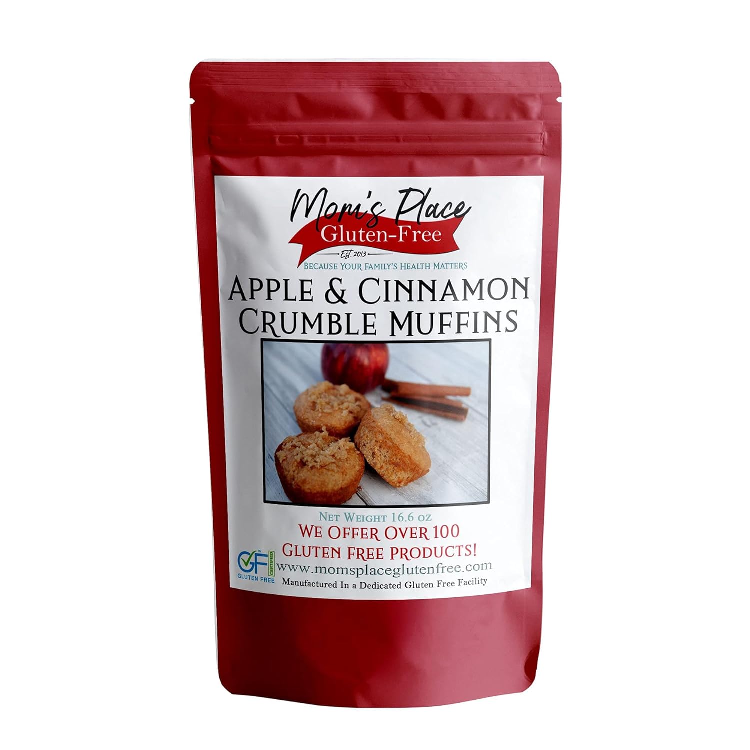 Muffin o mezcla de pan Crumble de manzana y canela sin gluten