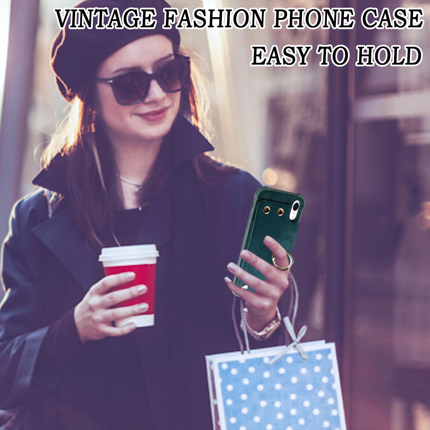 Funda tipo cartera para iPhone XR10R con tarjetero de crédito, funda protectora de cuero a prueba de golpes compatible con anillo de rotación de 360