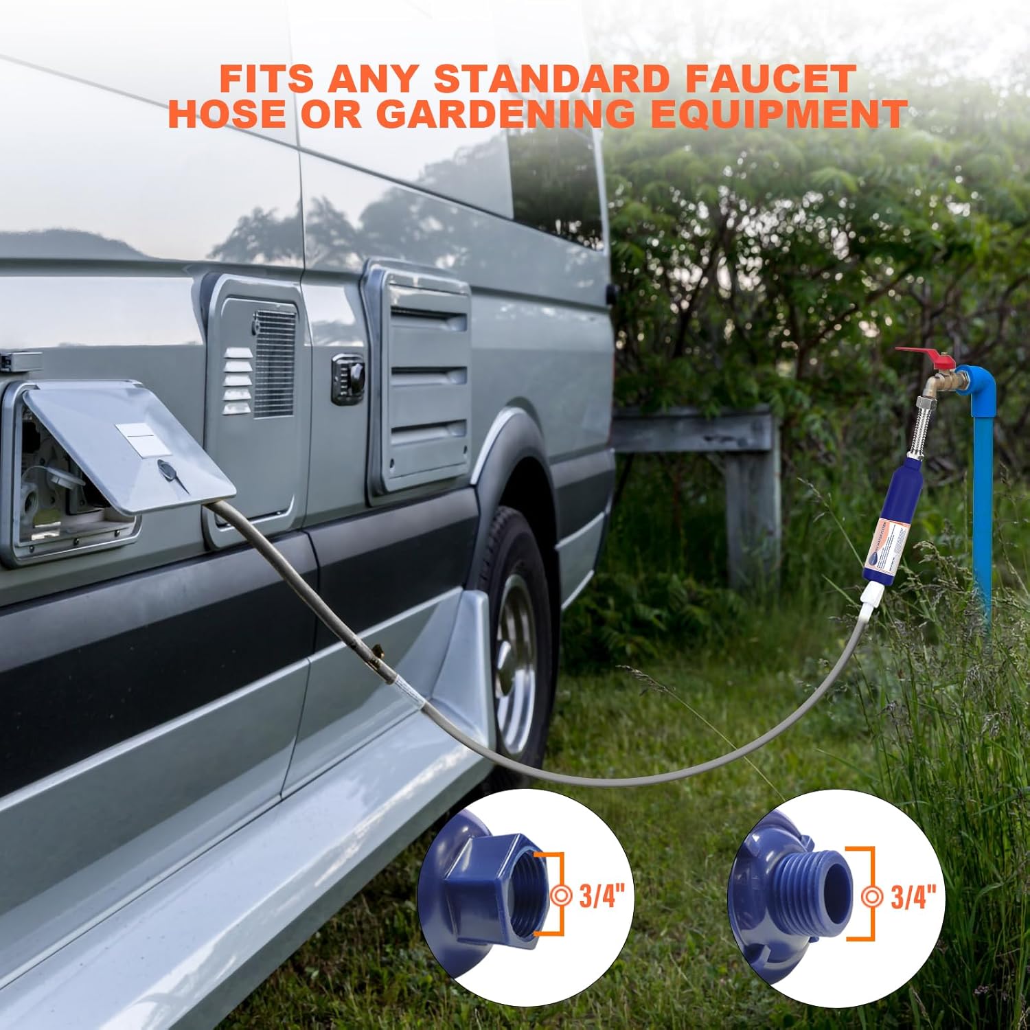 WELLUCK Filtro de agua en línea para autocaravana que reduce el cloro y el olor, 4 paquetes de accesorios de filtro de manguera de agua para camping