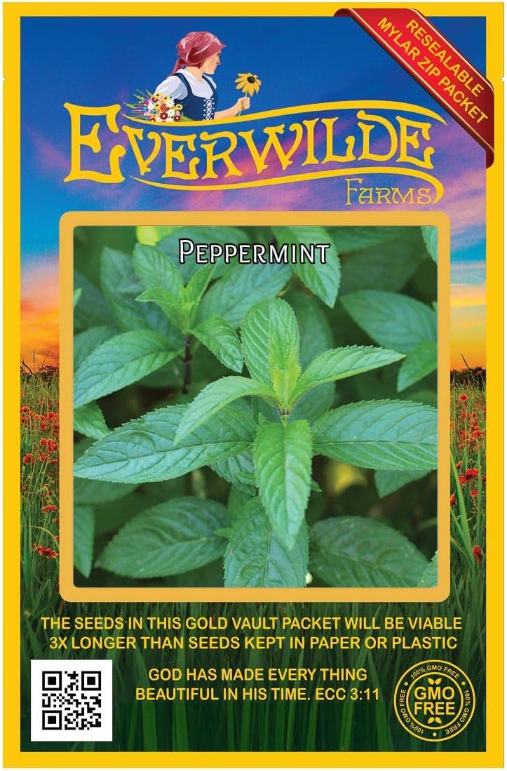 Everwilde Farms – 1000 semillas de hierbas de menta – Paquete de semillas jumbo Gold Vault