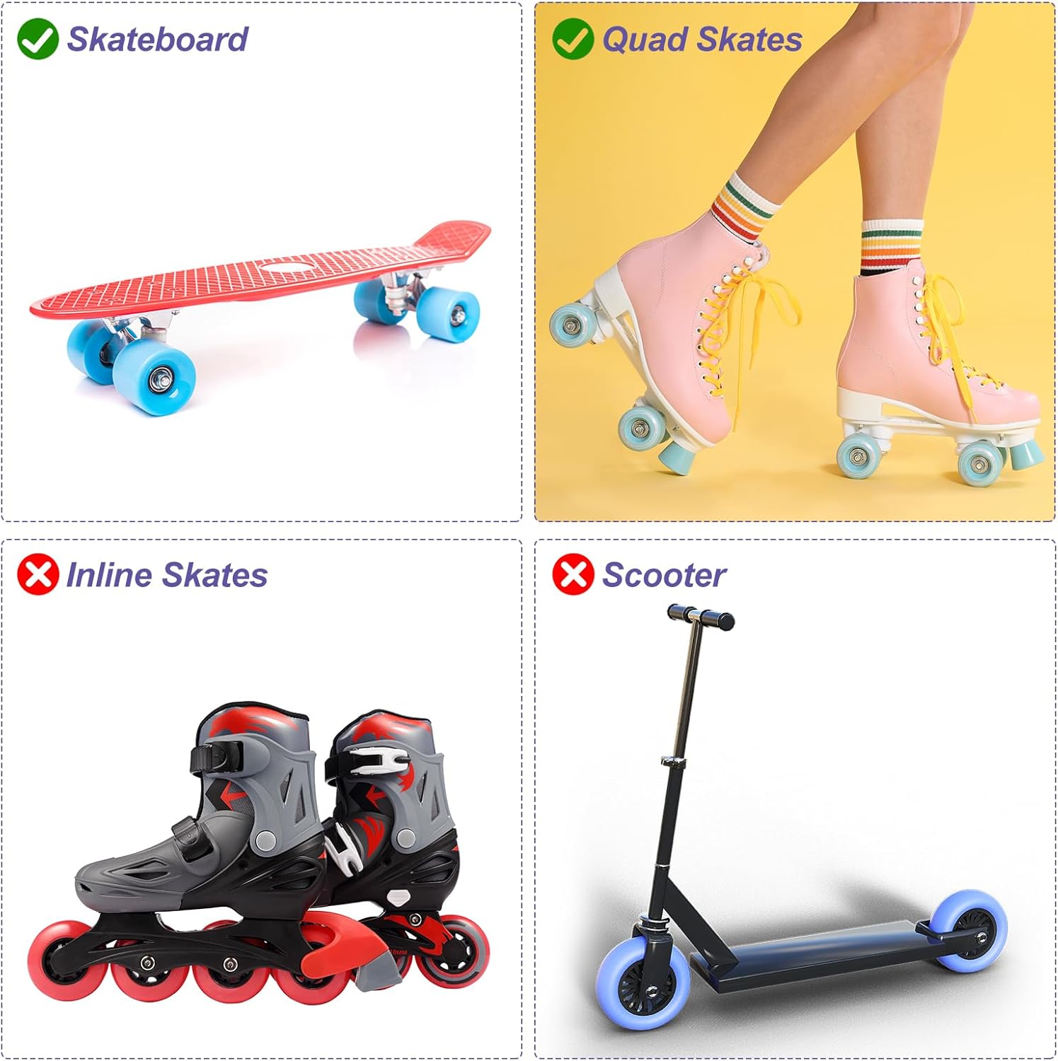 PATIKIL Paquete de 8 ruedas de patinaje de 2.283 in x 1.260 in con rodamiento ABEC-9, ruedas de patinaje de poliuretano 82A y 2 topes de dedos para