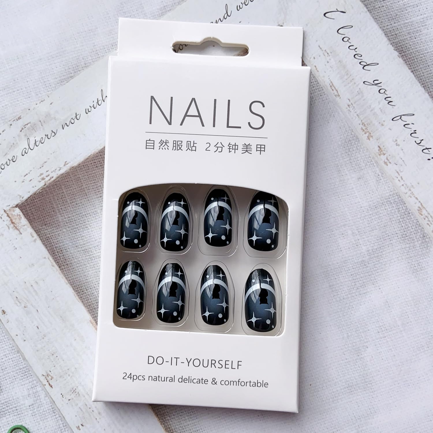 Uñas postizas a presión con diseño de Halloween, uñas postizas ovaladas cortas con diseño de estrella de gato negro, cobertura completa, Y2K, uñas