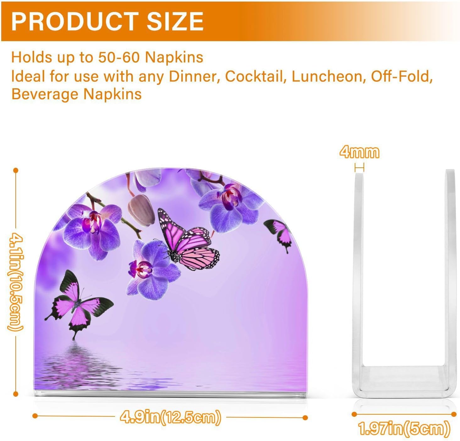 Servilletero para mesa con diseño floral de mariposa acrílica, soporte de servilleta de papel, soporte de mesa independiente para cocina,