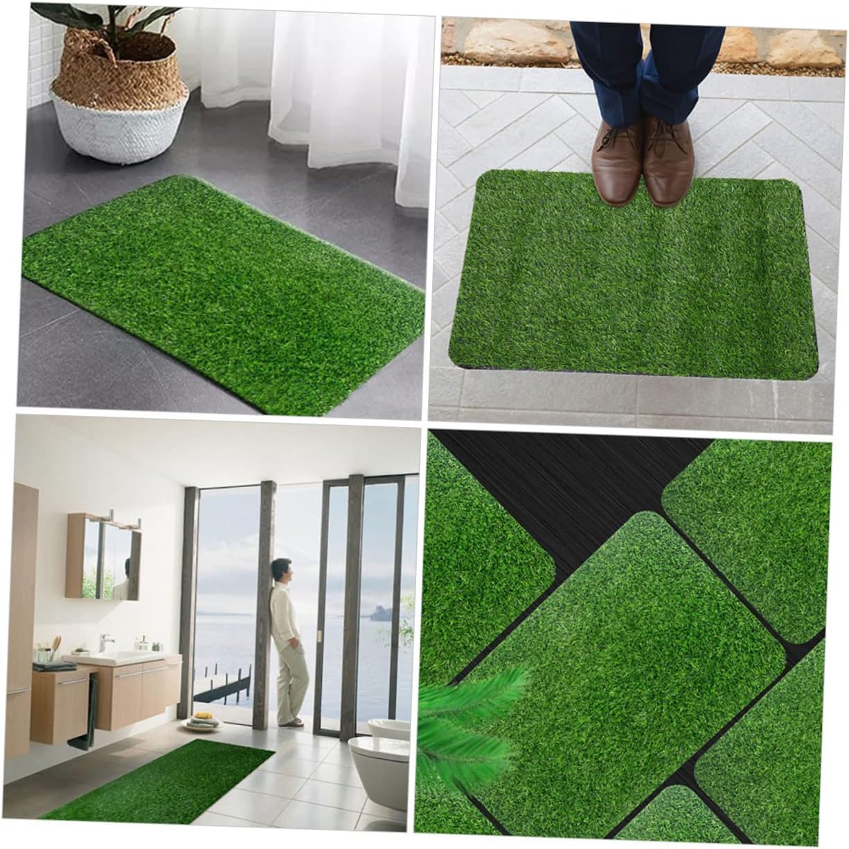 Happyyami 3pcs Outdoor Area Rug Realistic Lawn Pad Fake Grass Doormat Artificial Training Turf Truff Entryway Scraper Door Mats Indoor Artificial