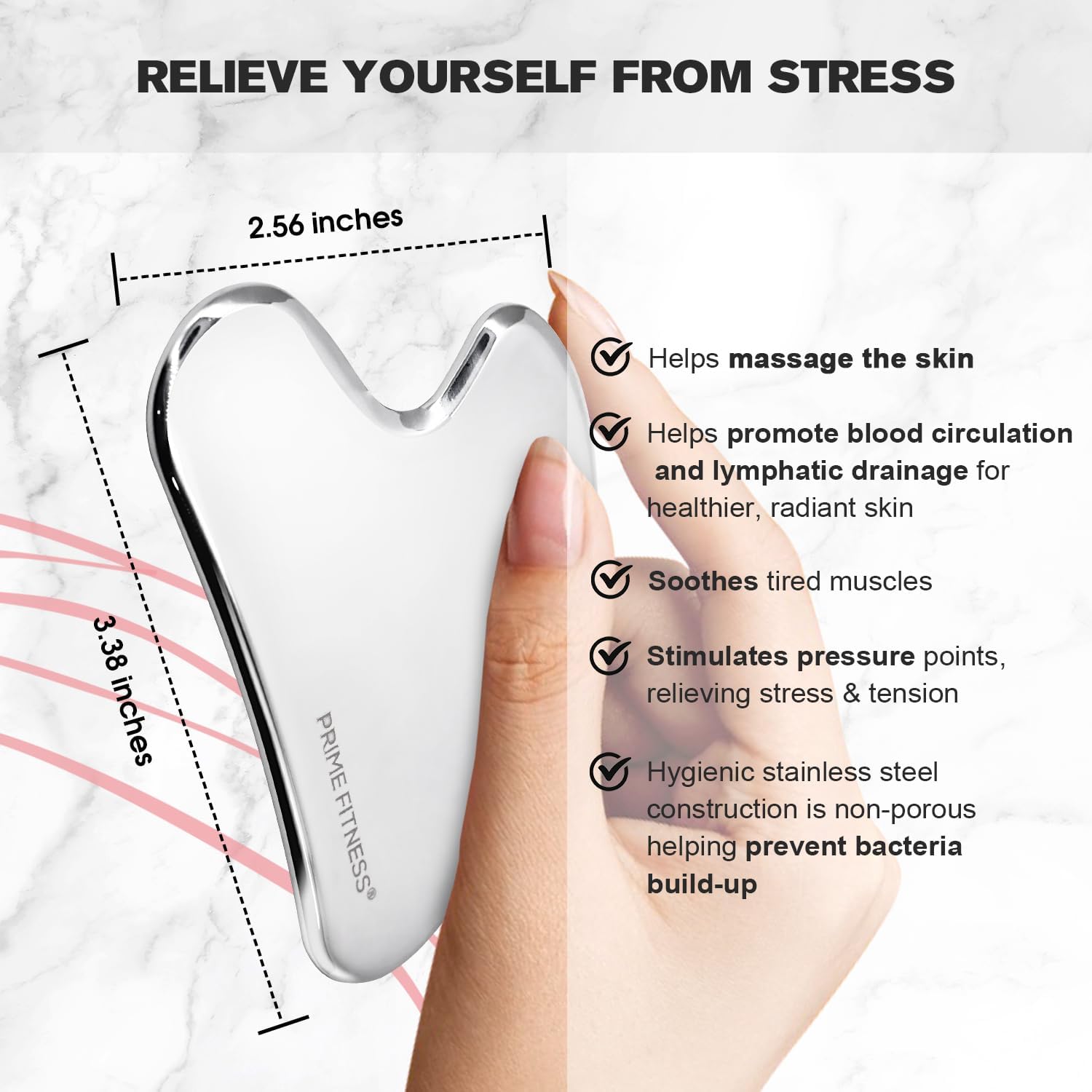 Gua Sha Herramientas faciales de acero inoxidable – Herramienta facial Gua Sha de acero inoxidable – Gua Sha – Herramienta Guasha – Masaje facial