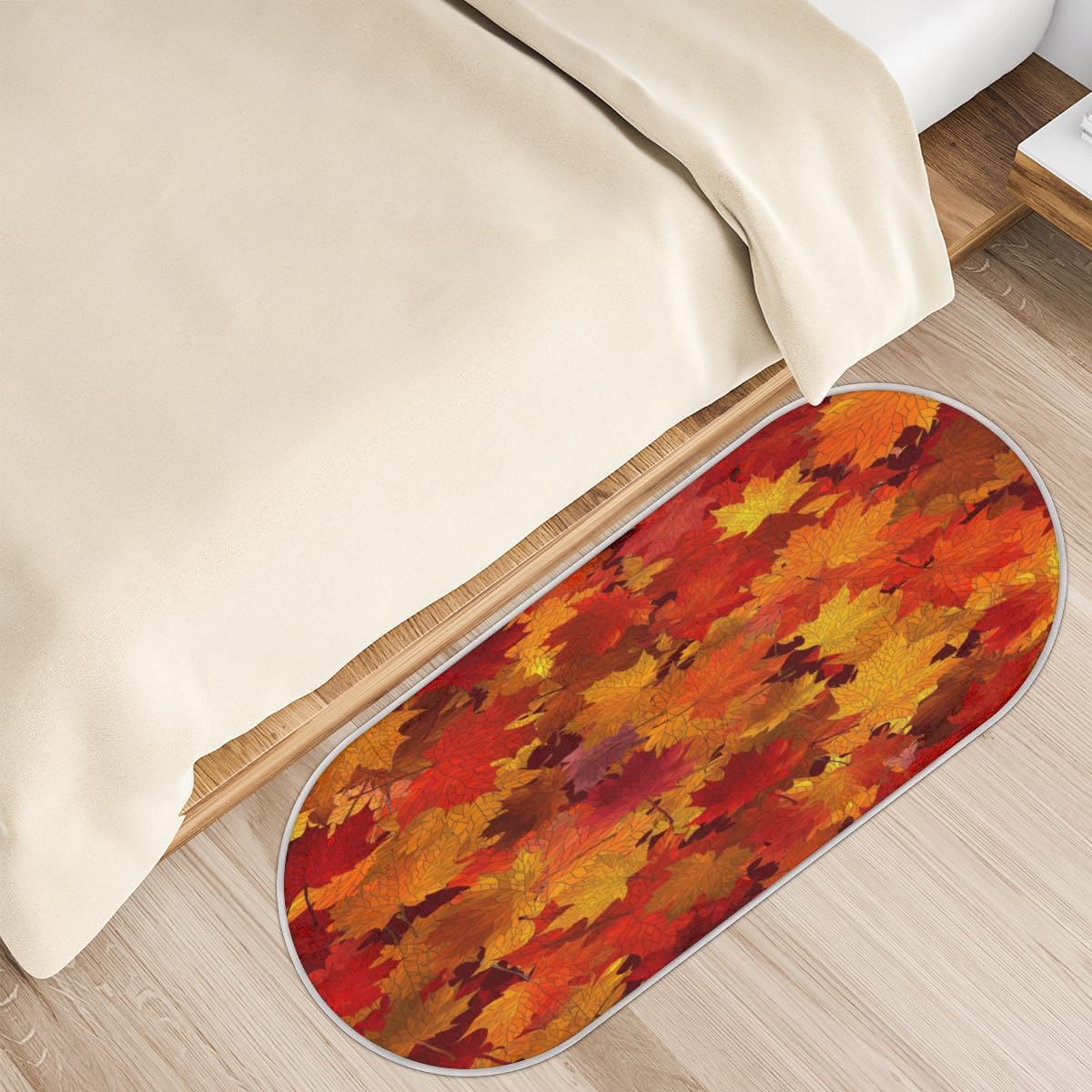 Fall Maple Memory Foam Bathroom Rug Runner Soft Cozy Bath Rug Water Absorbent Non-Slip Bathroom Mat Thick Velvet Shower Mat Bath Mat for Bathroom