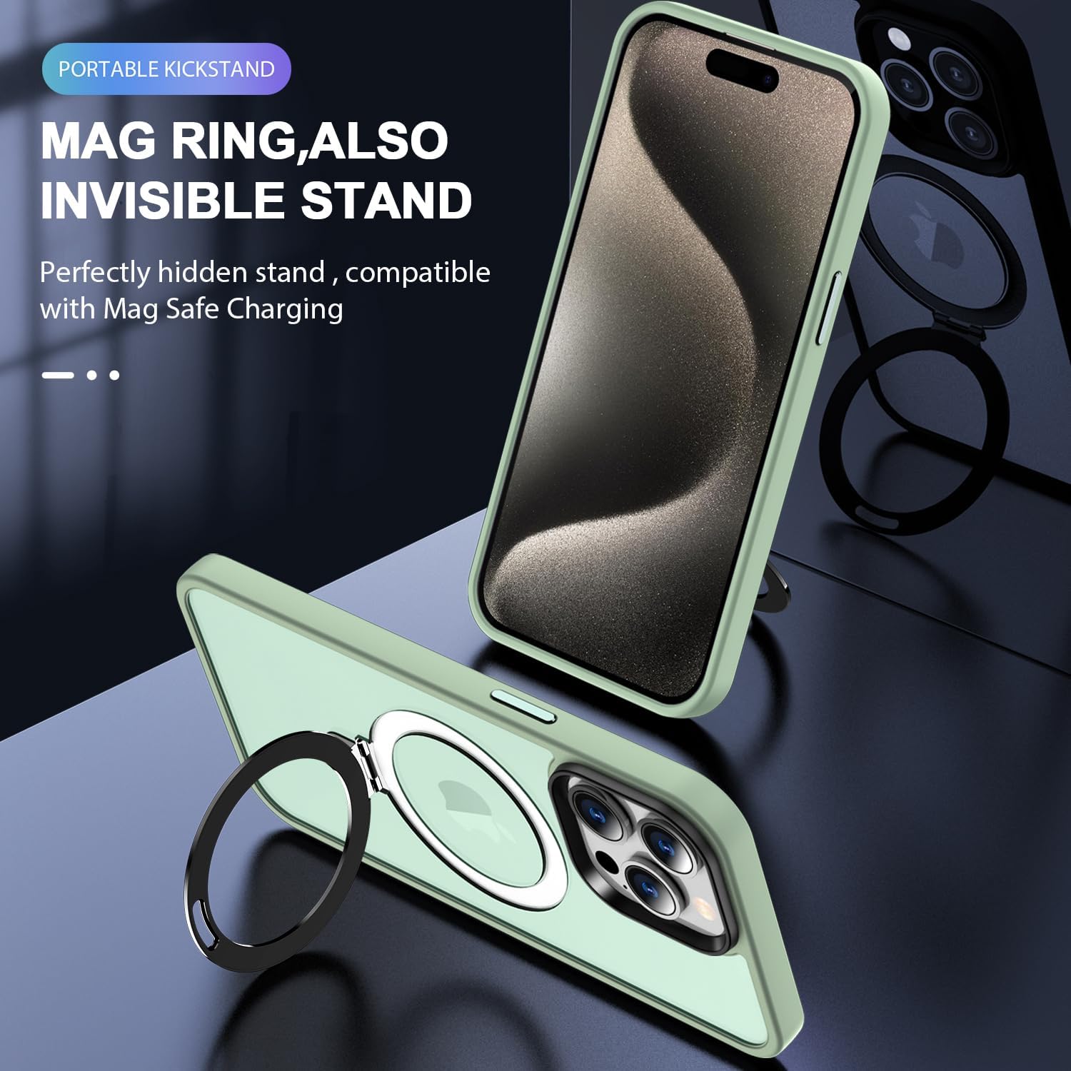 Funda con anillo magnético oficial original para iPhone 15 Pro Max protección militar contra caídas compatible con MagSafe Funda delgada mate