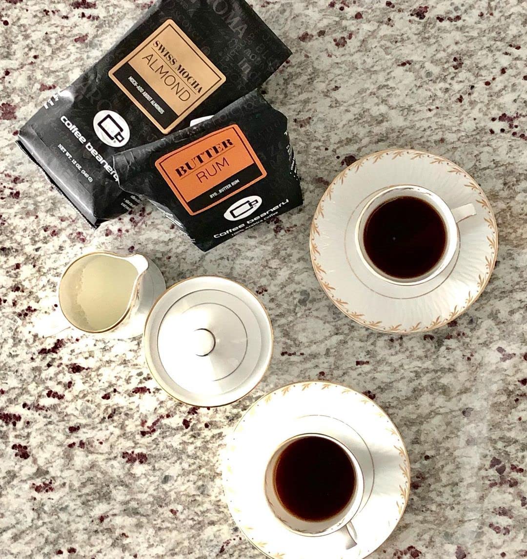 Café con sabor a ron mantequilla, café arábica especial, tostado medio, 12 onzas, grueso