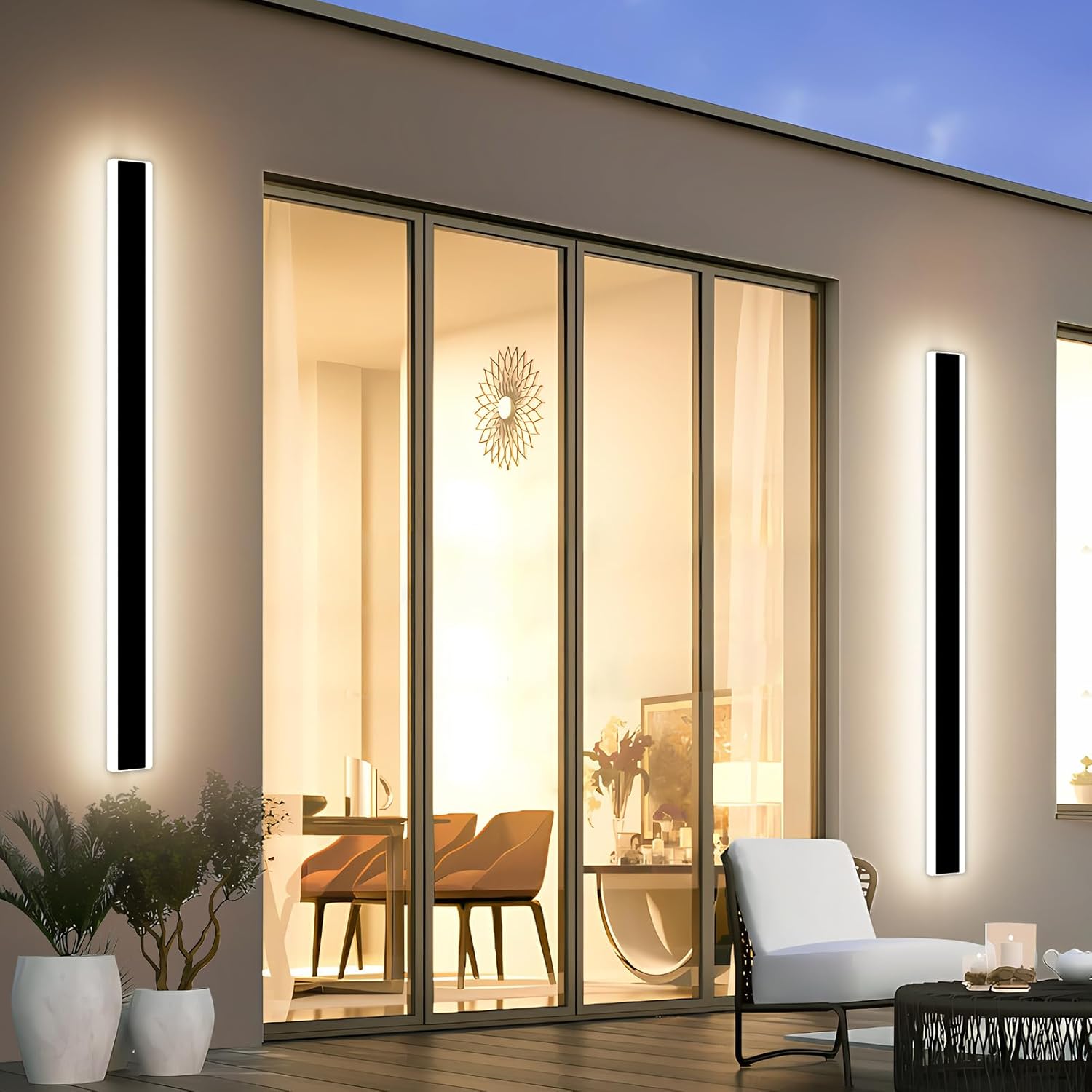 Daoseolo Moderno aplique de pared LED de 47 pulgadas, aplique de pared impermeable IP65 con 3 modos de iluminación (3000 K4500 K6000 K), aplique de
