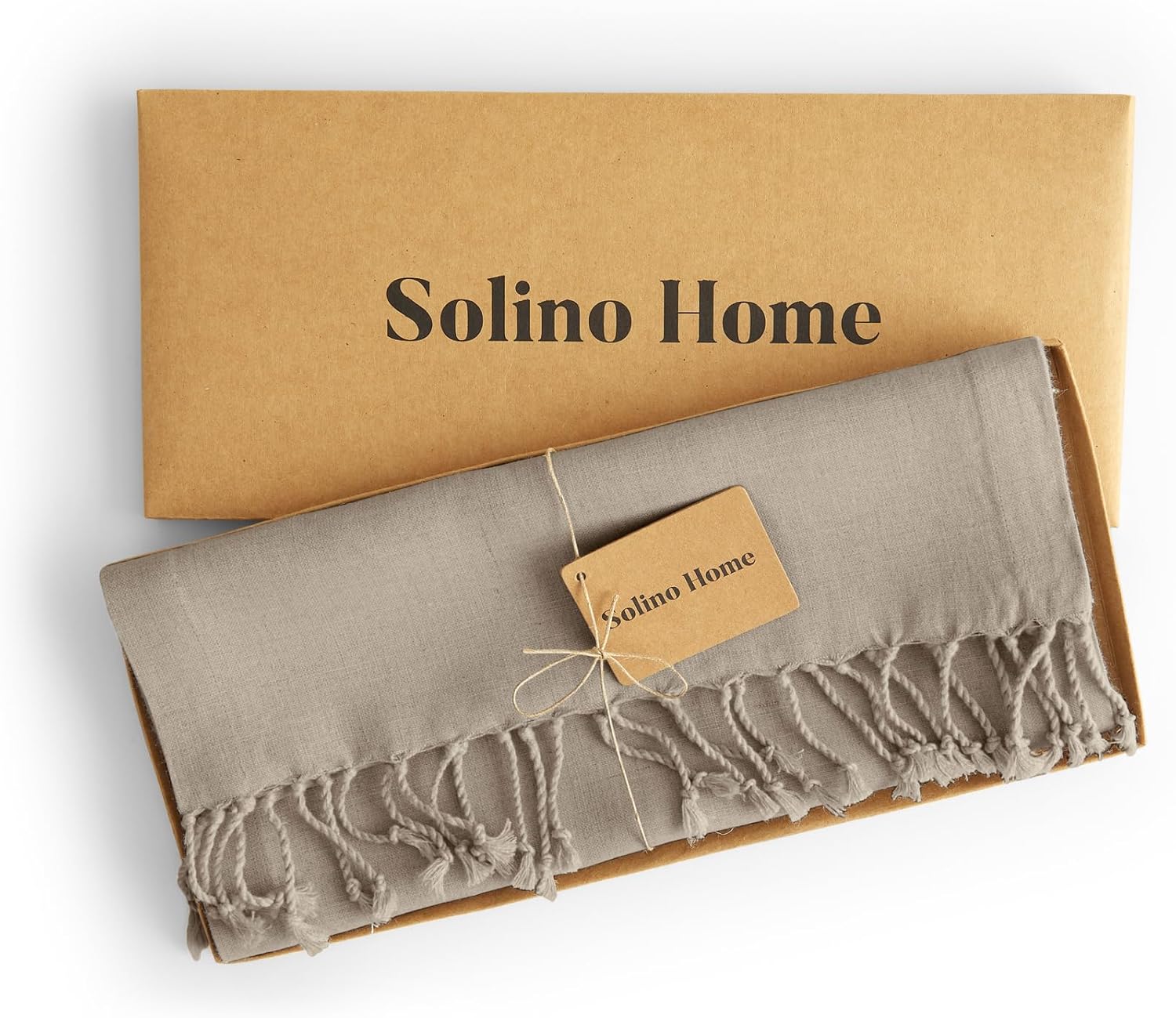 Solino Home Camino de mesa con borlas de lino  Natural 18 x 120 pulgadas  Camino de mesa de lino 100% puro trenzado con flecos para Acción de