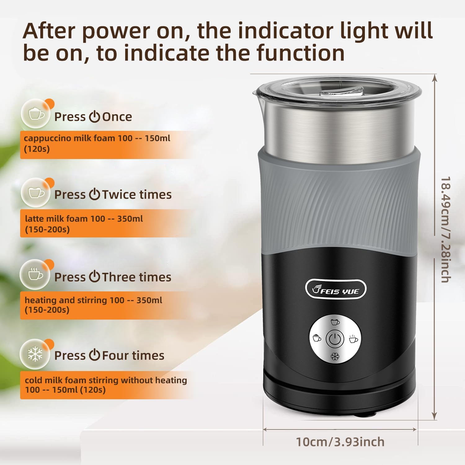 Espumador de leche, vaporizador de leche automático, espumador de leche eléctrico 4 en 1 de 12 onzas, vaporizador de leche eléctrico, espumador de