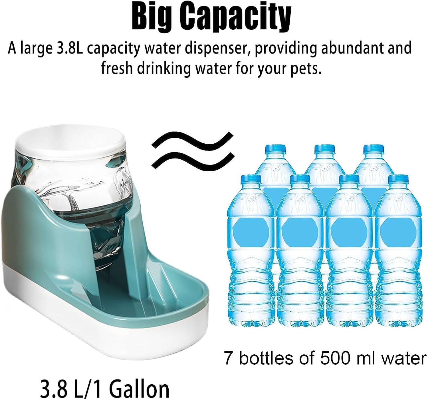 kathson Dispensador automático de agua para perros, dispensador de agua para gatos de gravedad de 1 galón, cuenco de estación de agua para perros,