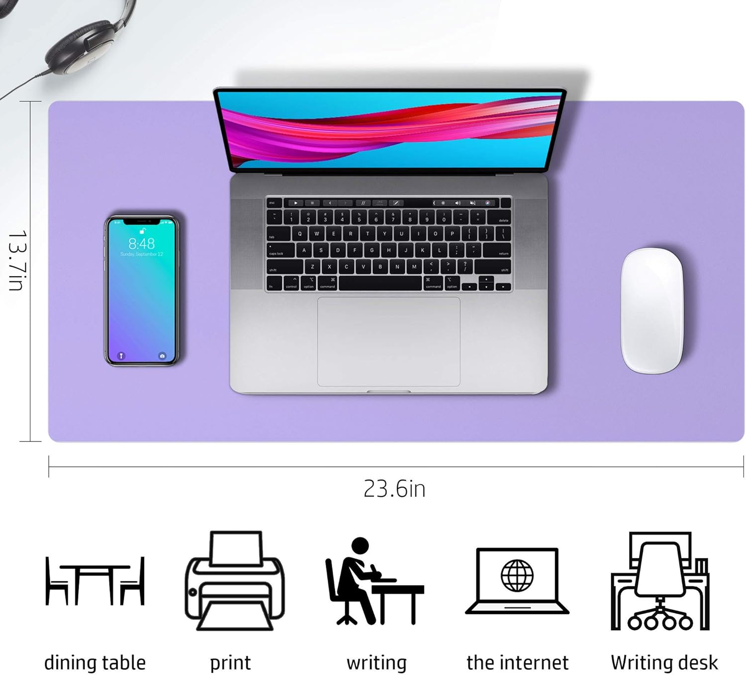 Protector de piel para escritorio, antideslizante, de piel sintética, tapete para mouse, cubierta para escritorio de oficina, tapete de escritorio