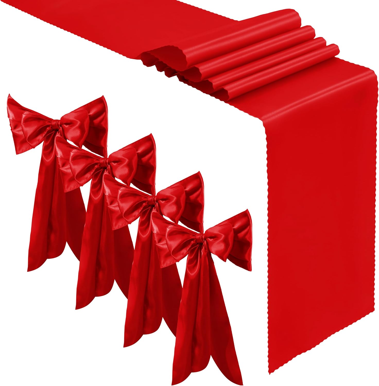Aormenzy 24 caminos de mesa de satén rojo de 12 x 108 pulgadas, caminos de mesa de boda sedosos, decoración de mesa elegante, caminos de mesa suaves