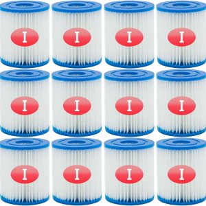 Cartucho de filtro de piscina tipo I, 3.11 x 3.48 pulgadas, tamaño I para filtro de piscina, bombas de filtro de piscina reemplazos universales (12 Cartucho de filtro de piscina tipo I, 3.11 x 3.48 pulgadas, tamaño I para filtro de piscina, bombas de filtro de piscina reemplazos universales (12