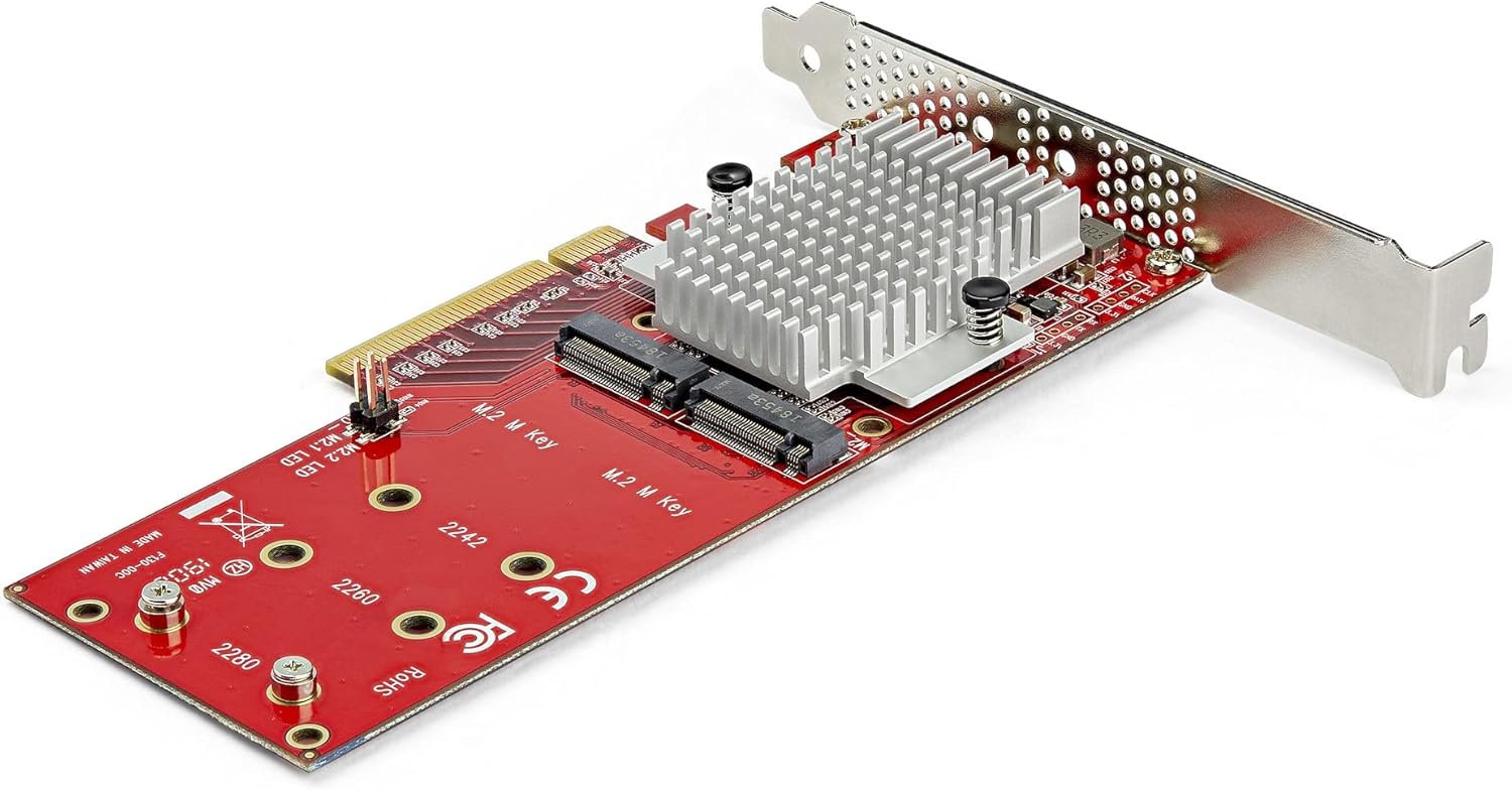 StarTech.com Tarjeta adaptadora dual M.2 PCIe SSD – X8  x16 Dual NVMe o AHCI M.2 SSD a PCI Express 3.0 – Compatible con M.2 NGFF PCIe (M-Key)