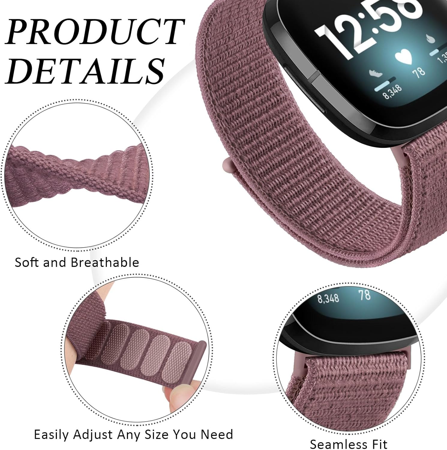 Paquete de 3 correas deportivas de nailon, compatibles con Fitbit Sense 2, bandas Fitbit Sense, Fitbit Versa 4, Fitbit Versa 3, correas de repuesto