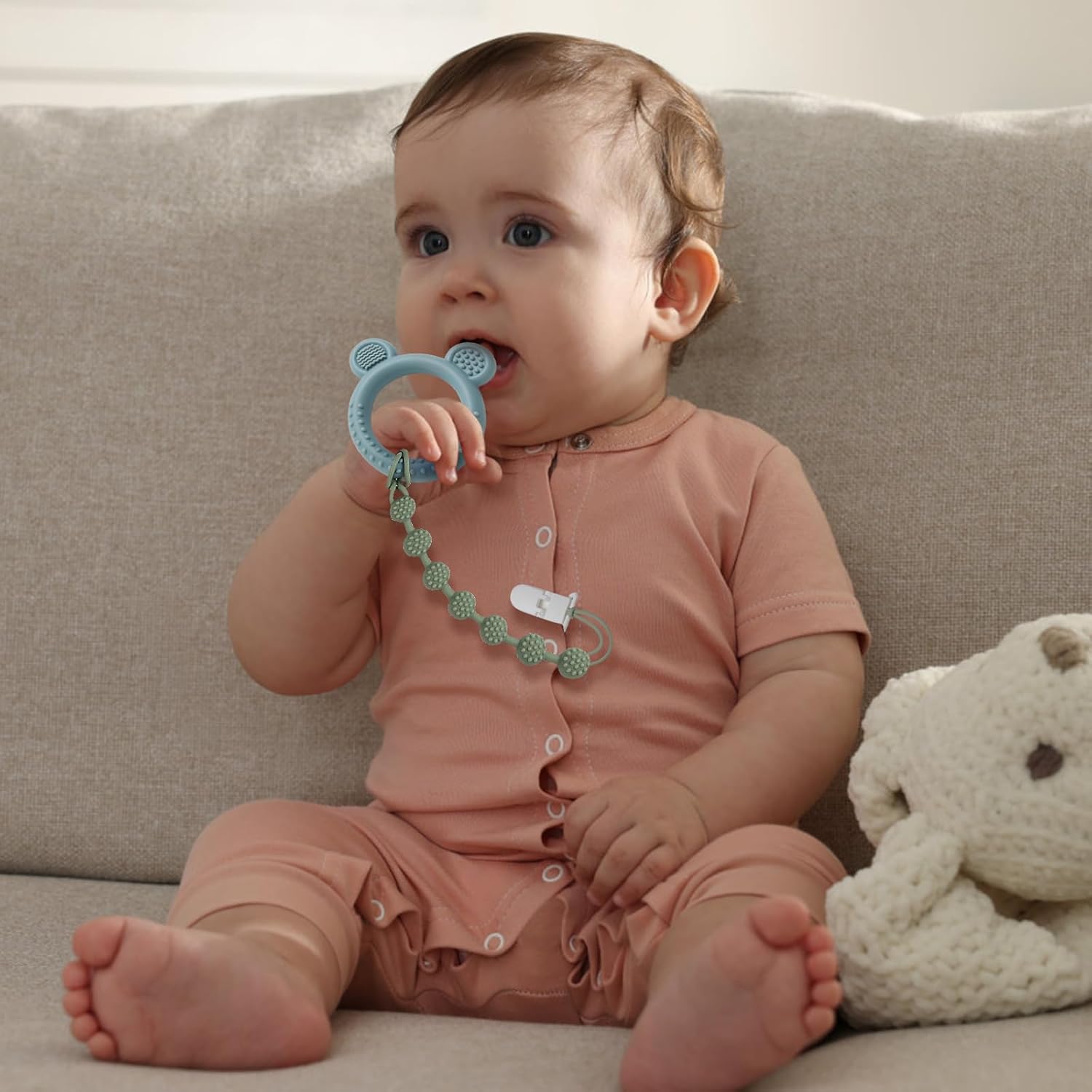 Eascrozn Clip para chupete de bebé, paquete de 6 soportes de silicona para chupete con diseño de una sola pieza para bebé, niño y niña, sin BPA,