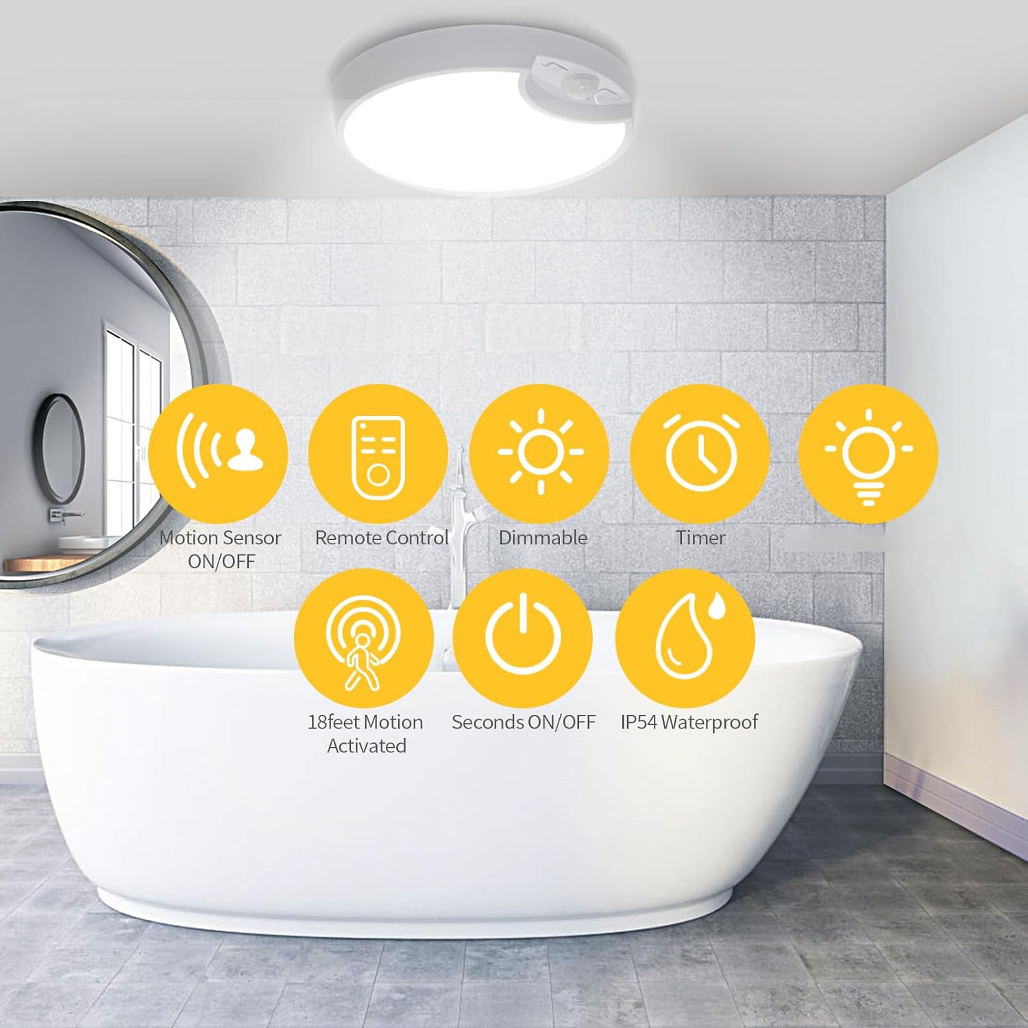 Luz recargable con sensor de movimiento con control remoto inalámbrico, funciona con pilas, luces de techo alimentadas por batería, temporizador