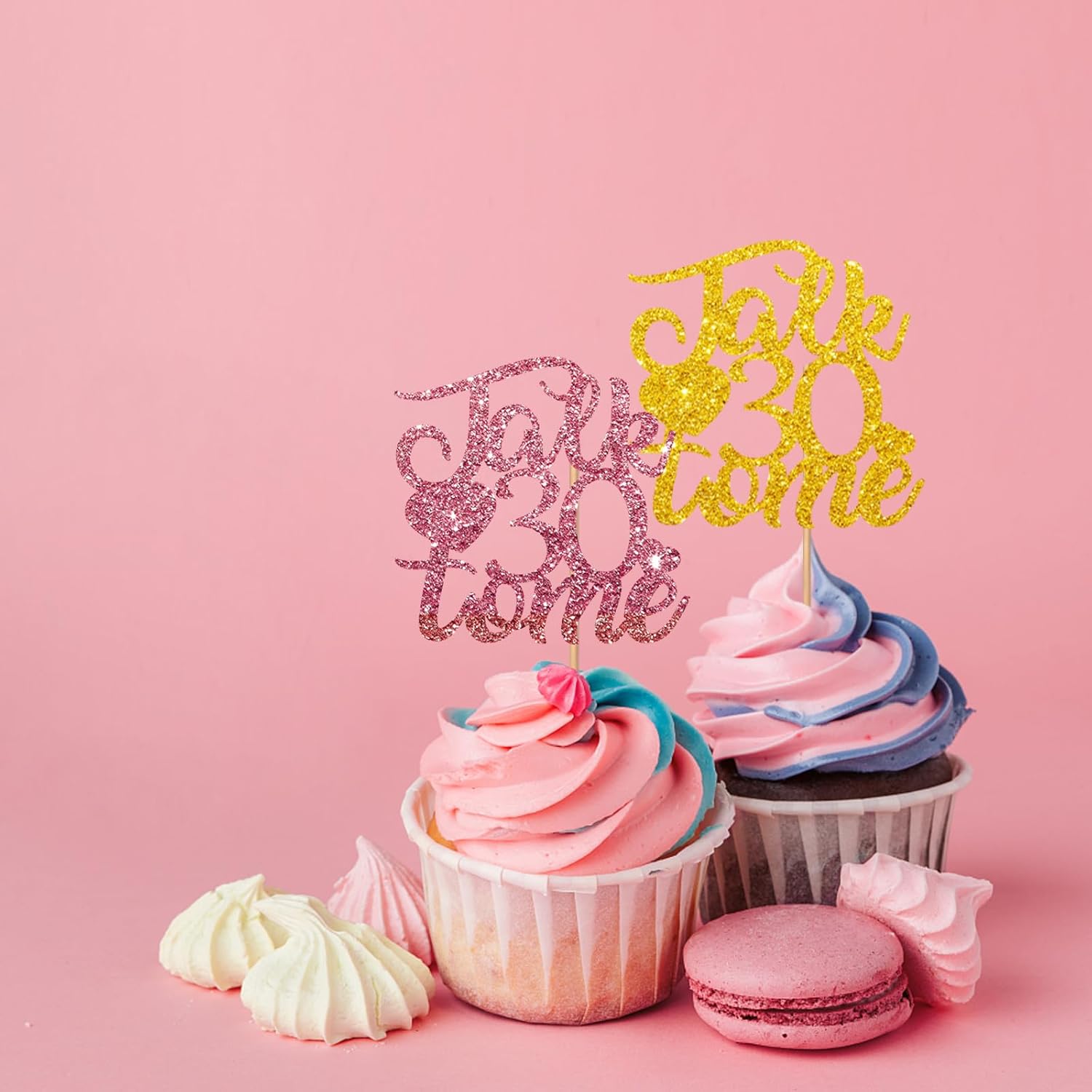 24 adornos para cupcakes de Talk 30 To Me para cumpleaños de 30 años, decoración de cupcakes de feliz cumpleaños de 30 años, decoración de pastel de