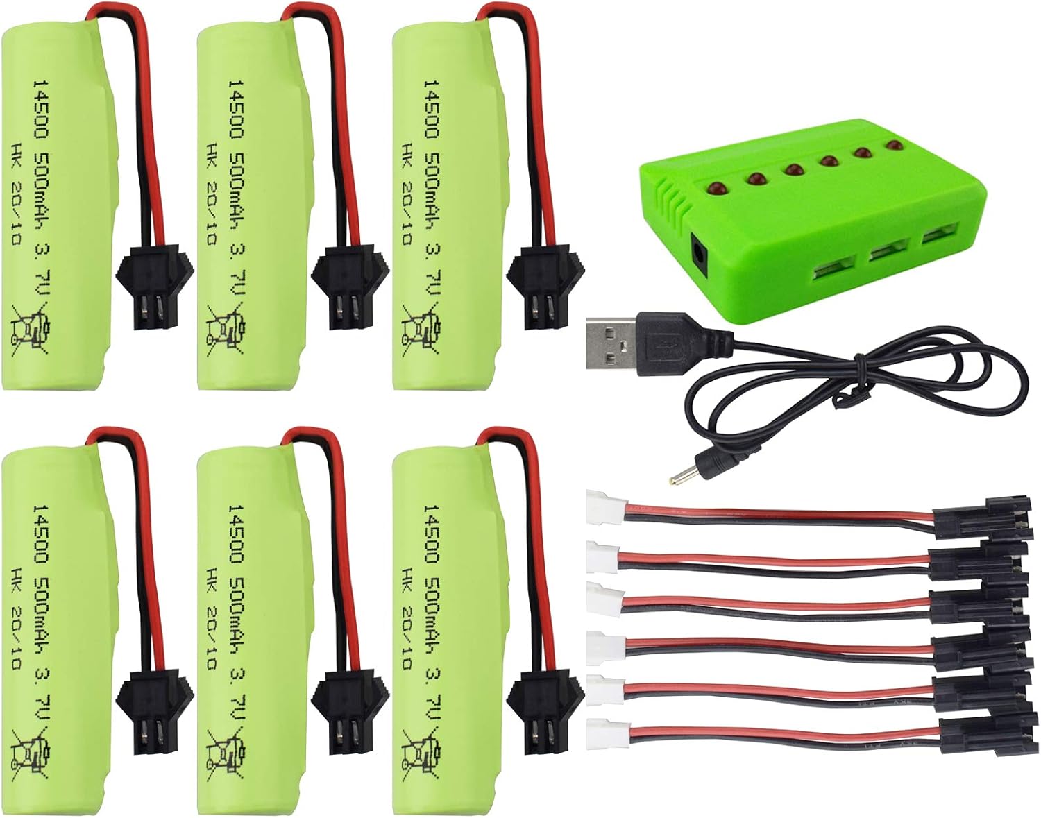 Batería Li de 6 piezas de 3.7 V 500 mAh con cargador 6 en 1 para DE35 DE38 DE40 DE50 TB202 TB201 TM201 TM202 TC141 doble cara Tumbling Stunt RC Car