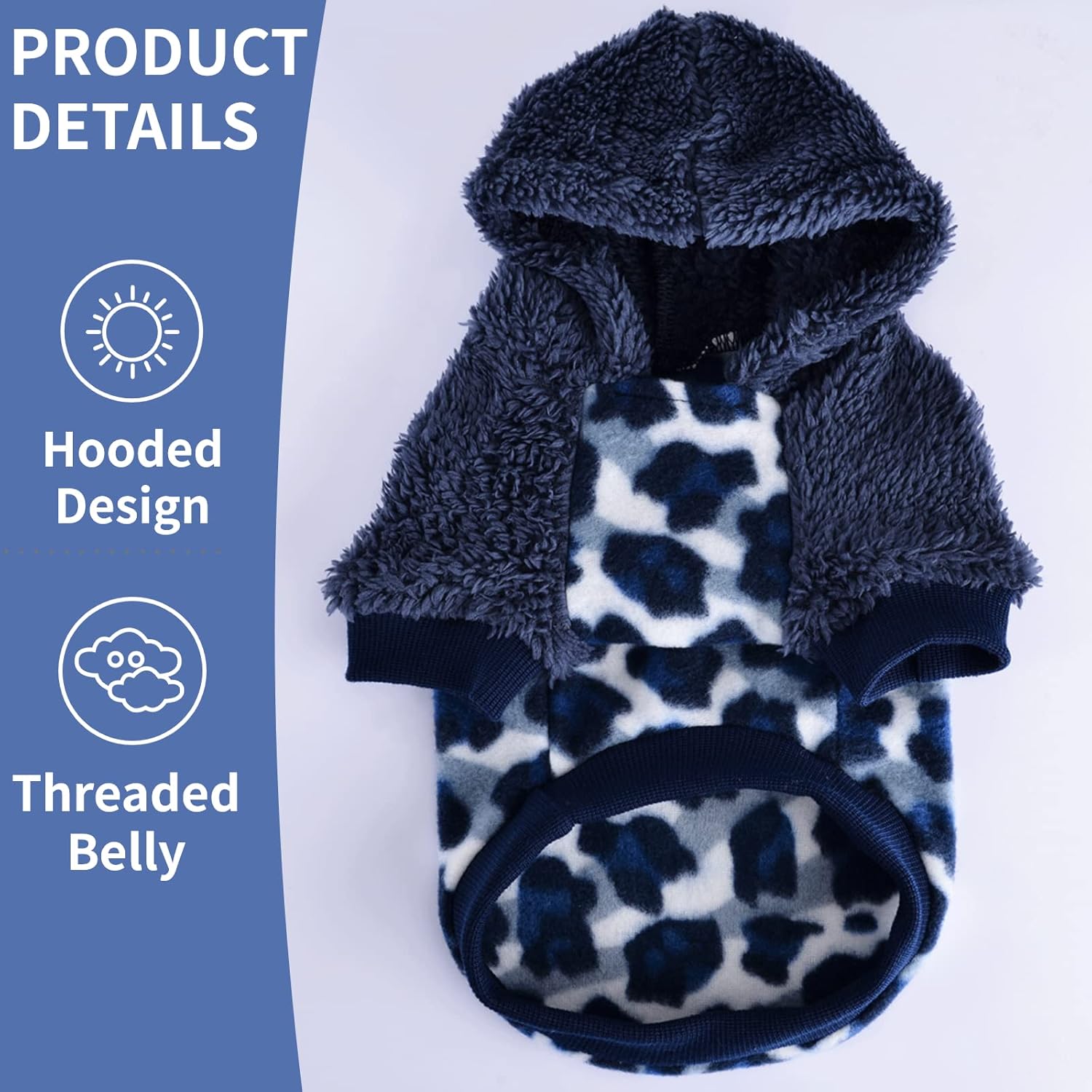 Yikeyo Sudadera con capucha de leopardo para perro, sudadera de forro polar para perros, ropa de invierno para mascotas, abrigo con capucha para