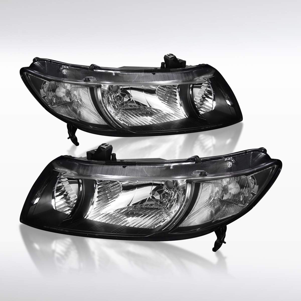 AUTOZENSATION Compatible con Honda Civic 2DR Coupé 2006-2011 faros delanteros negros L + R Pair