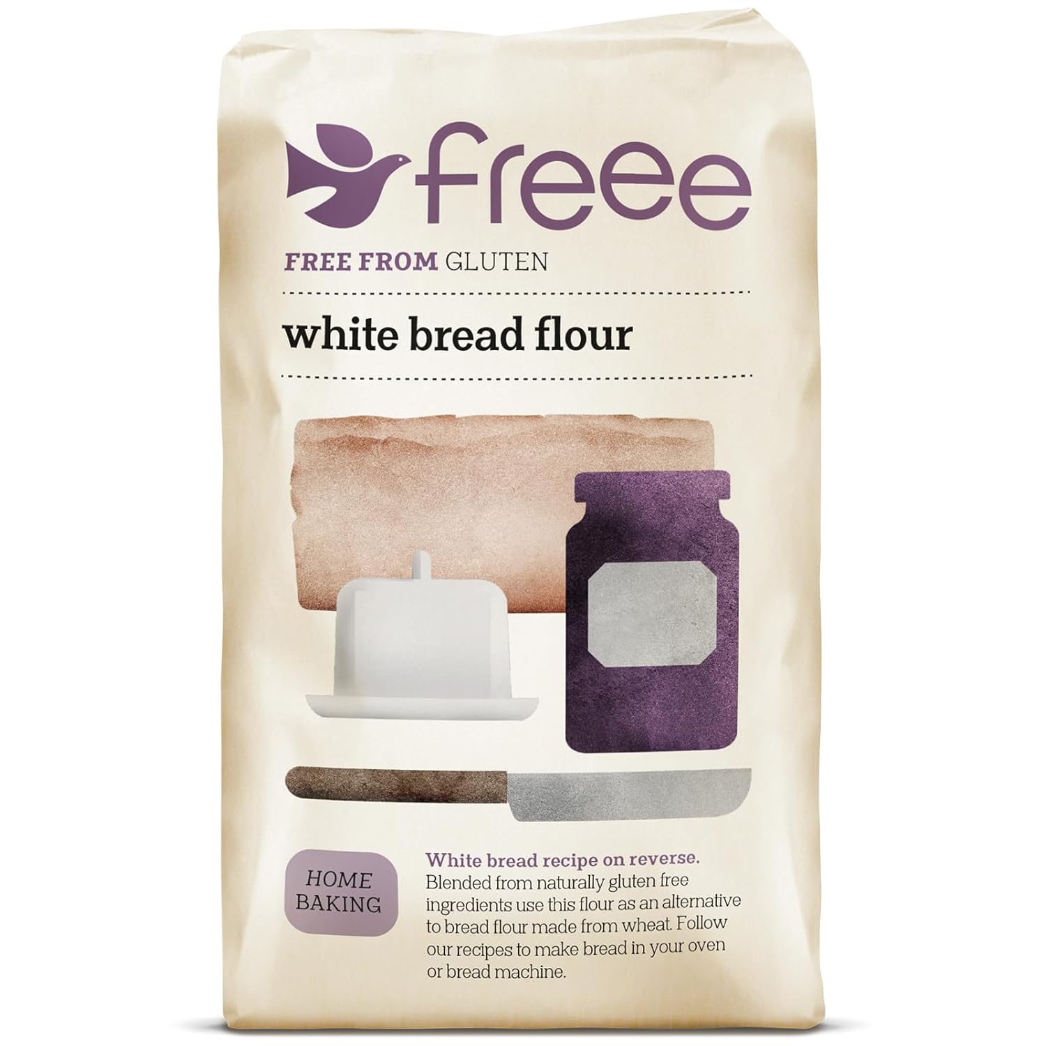 Freee Harina de pan blanco – 2.2 lbs  Harina multiusos premium sin gluten para hornear  Ideal para pan, panecillos y pasteles  Apto para veganos