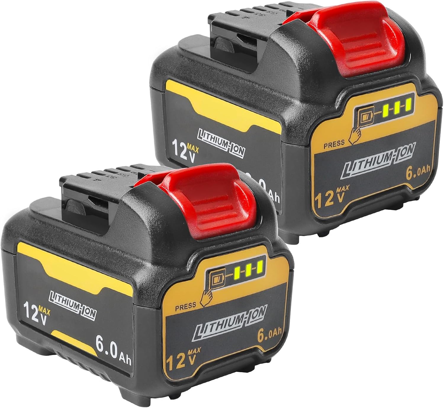 Paquete de 2 baterías de repuesto de 6.0Ah compatibles con Dewalt 12V 6.0Ah para baterías Dewalt de 12 V DCB127 DCD701F2