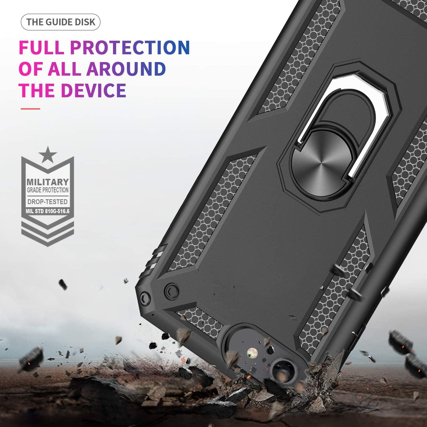LeYi – Funda compatible con iPhone SE 2020 con 2 protectores de pantalla de vidrio templado, grado militar, funda protectora para teléfono celular