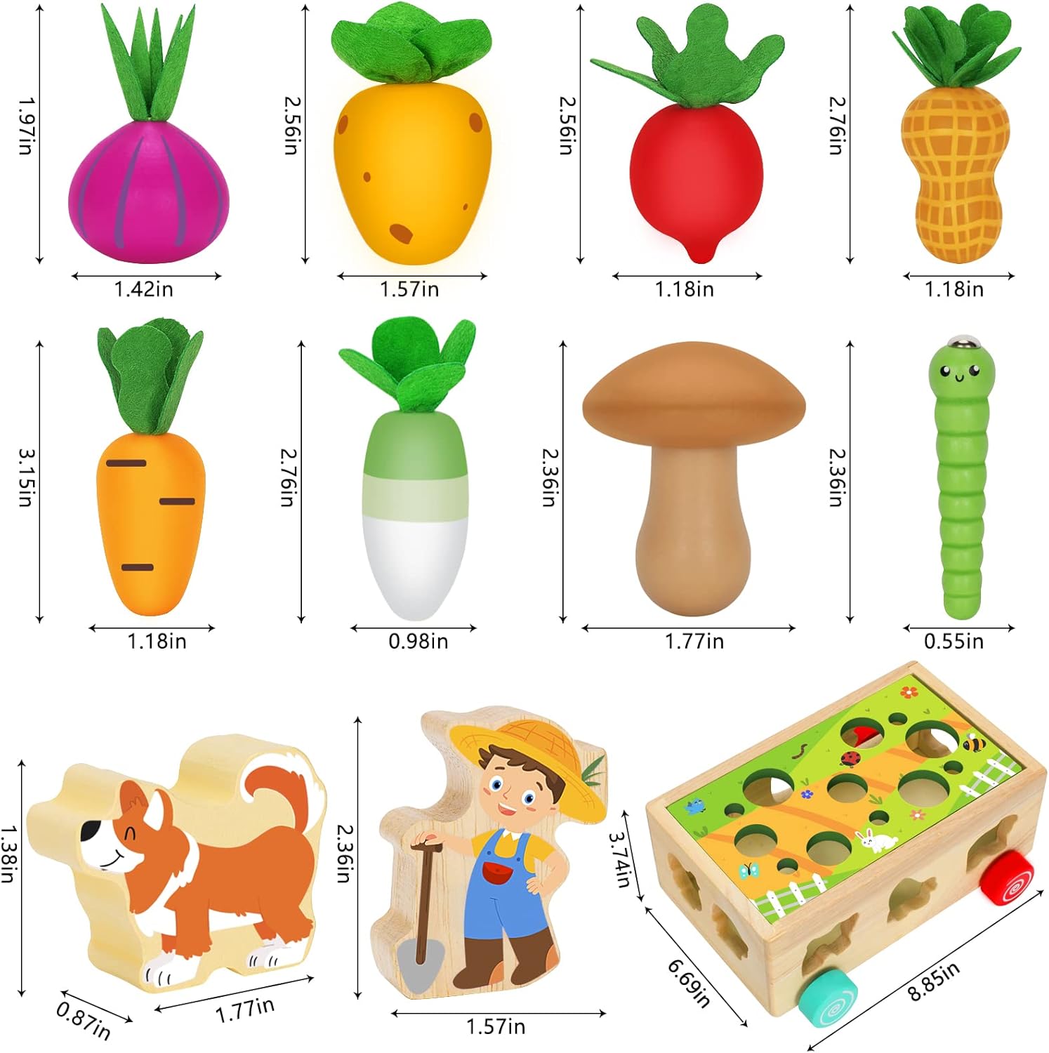 Juguetes Montessori de madera para bebés y niños de 1, 2 y 3 años, juguetes de animales de granja de madera, regalos de cumpleaños de Navidad para