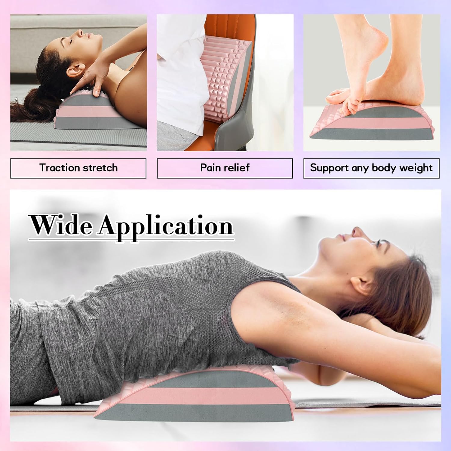 Drydiet 2 piezas de estiramiento de espalda y cuello para alivio del dolor de espalda baja, estirador de cuello, almohada ajustable para escoliosis,