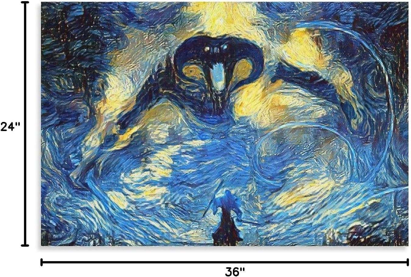 Balrog Vs Gandalf – Póster de Van Gogh con la noche estrellada de Señor del anillo, pintura decorativa, lienzo, arte de pared, póster de sala de