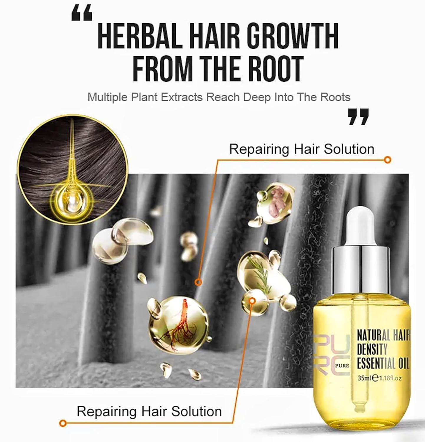 Sofmild Aceite esencial para el crecimiento del cabello, juego de cepillos para el cabello con suero para el crecimiento del cabello para cabello