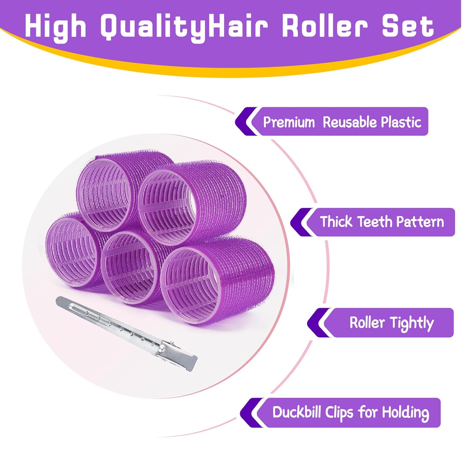 Hair roller set 24PCS, Velcro Rollers Curlers for Long Medium Short Hair, No Heat, Hair-friendly, Natural Effect, Includes 12 Self Grip Rollers &12