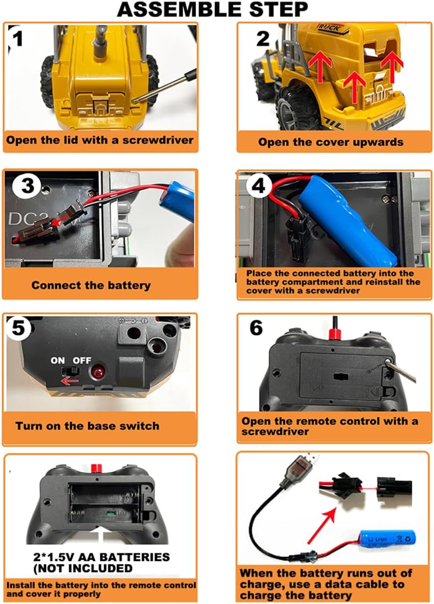 CALEST Bulldozer Rc funcional de 5 canales, vehículos de construcción de control remoto con luces, niveladora de control remoto para niños de 4 a 7