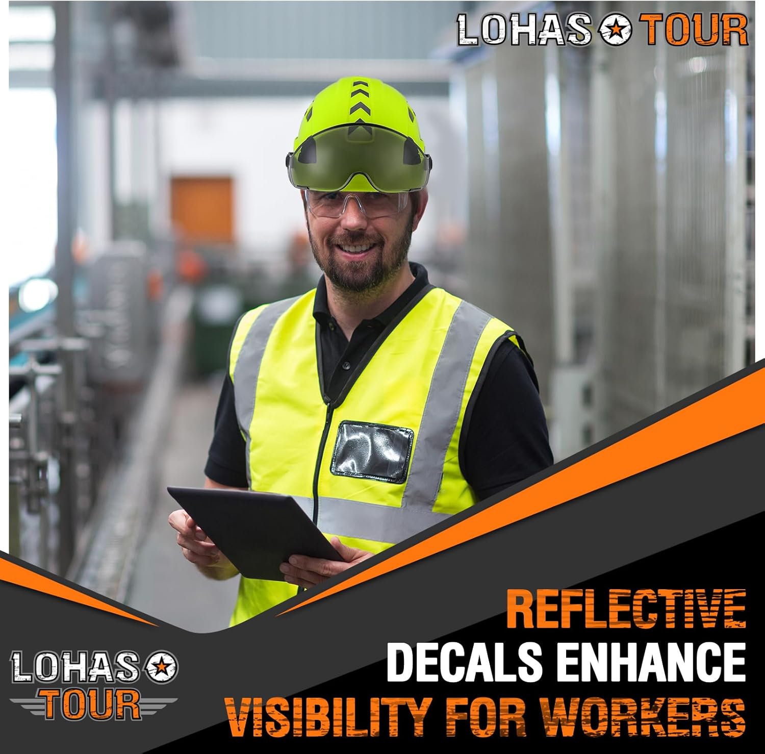 LOHASTOUR Safety Helmet for Construction Vented Hard Hat with Chin Strap ANSI Z89.1 Approved 6 pt Adjustable Suspension Construction Helmet for Men