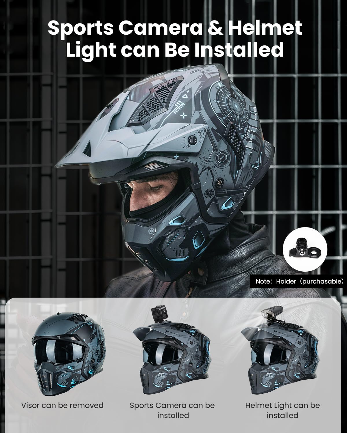ILM Casco de motocicleta de cara abierta 34 para hombres y mujeres, casco retro vintage con visera para ciclomotor, ATV, crucero, scooter DOT modelo