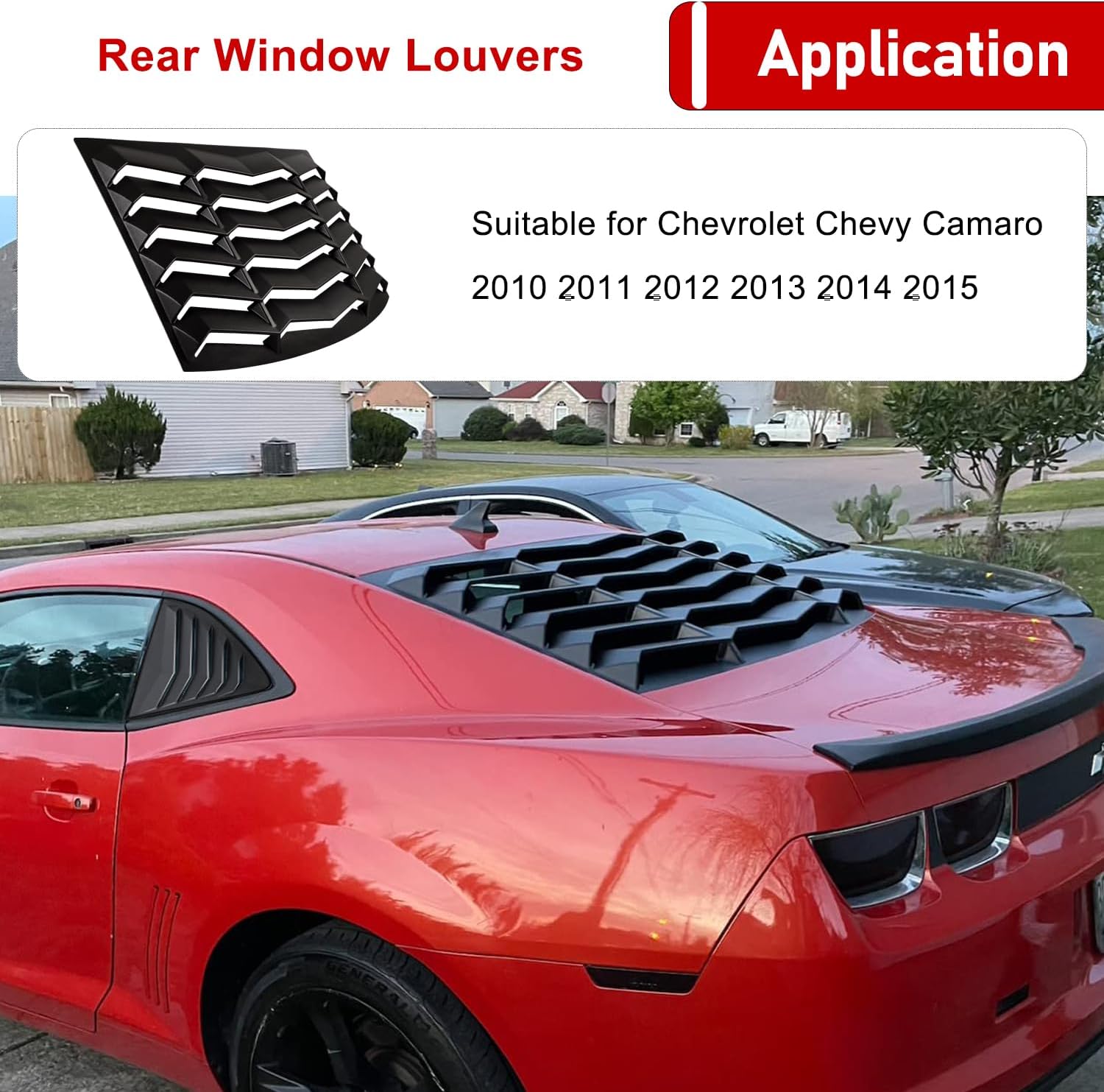 Persianas de ventana trasera para Chevrolet Chevy Camaro 2010 2011 2012 2013 2014 2015 ABS parabrisas cubierta de parasol estilo Lambo negro mate
