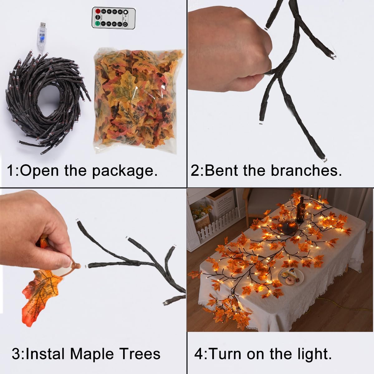 144 luces LED de vid de sauce encantado con control remoto, plantas artificiales, guirnaldas de árboles, decoración de bodas, fiestas, interiores y