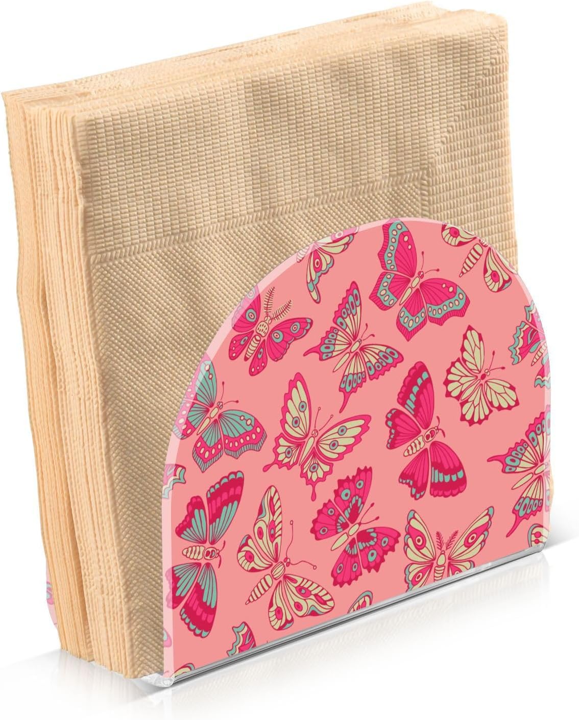 Napkin Holder Butterflies Pattern Napkin Holders for Tables, Clear Acrylic Napkin Holders Cocktail Napkin Holder for Kitchen Restaurant Bar Home