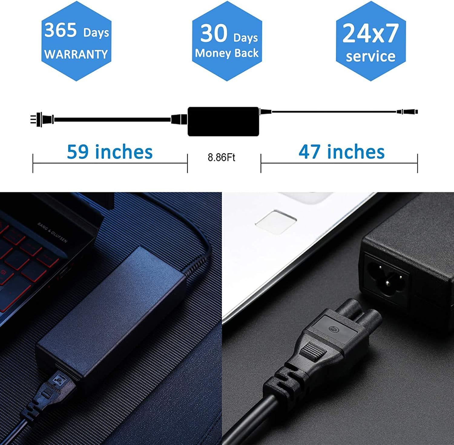 Galaxy Bang Cargador adaptador de CA para Lenovo 500e Gen 3, 82JB, 82JC, 82J3 500w Gen 3, 82J4 500w Gen 4, 82VQ, 82VR