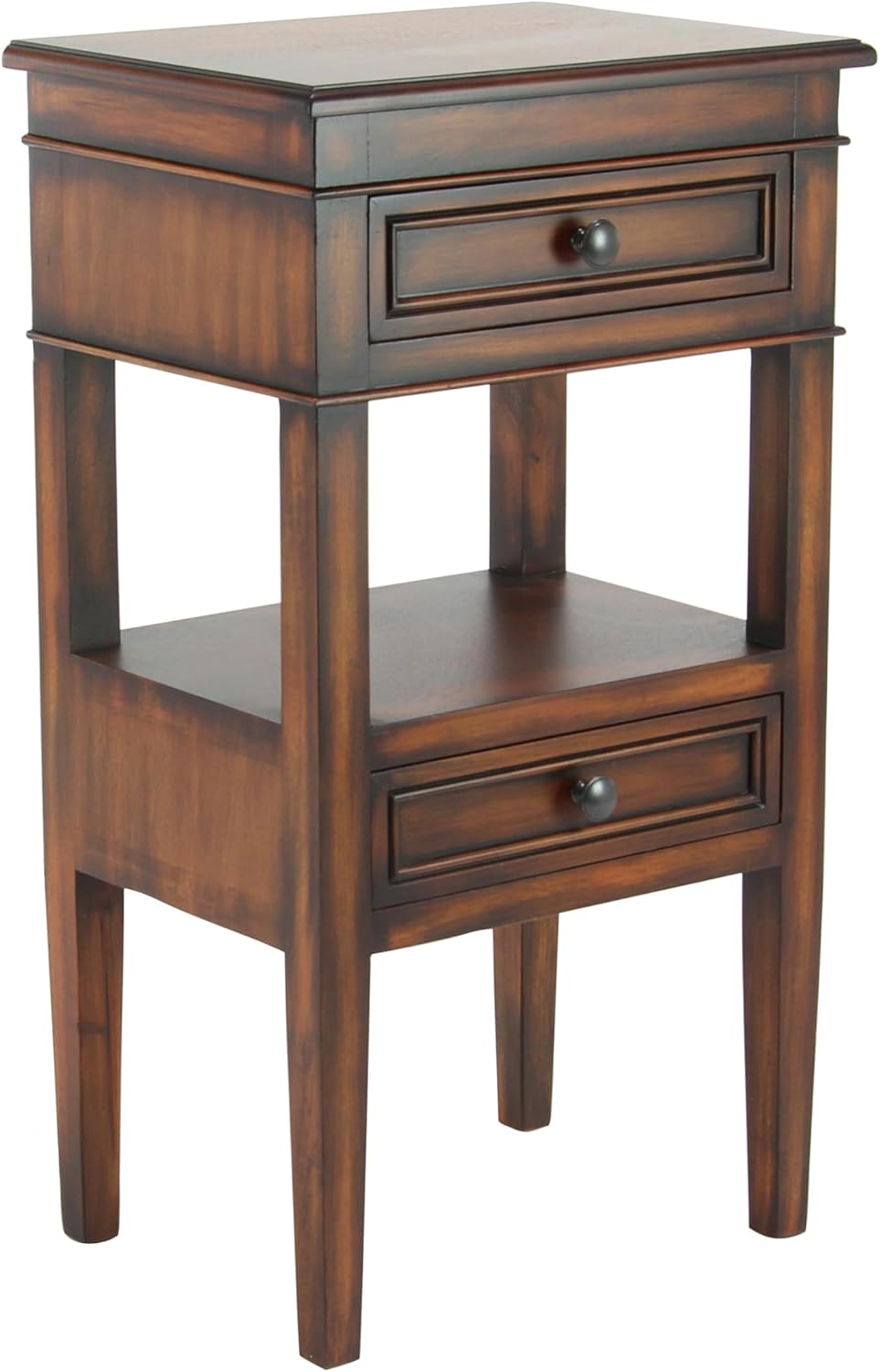 Deco 79 Acento tradicional de madera de pino, mesa auxiliar de 16 x 12 x 29 pulgadas, marrón