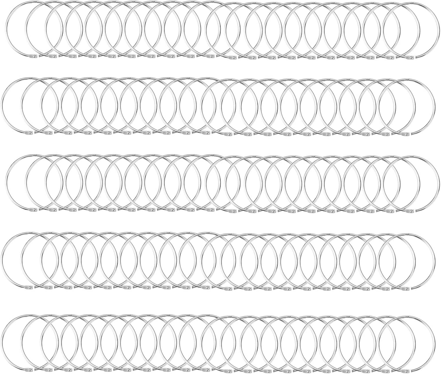 100 anillos para carpeta de hojas sueltas, llavero, anillos de metal para libros, anillos redondos de acero inoxidable para suministros escolares de